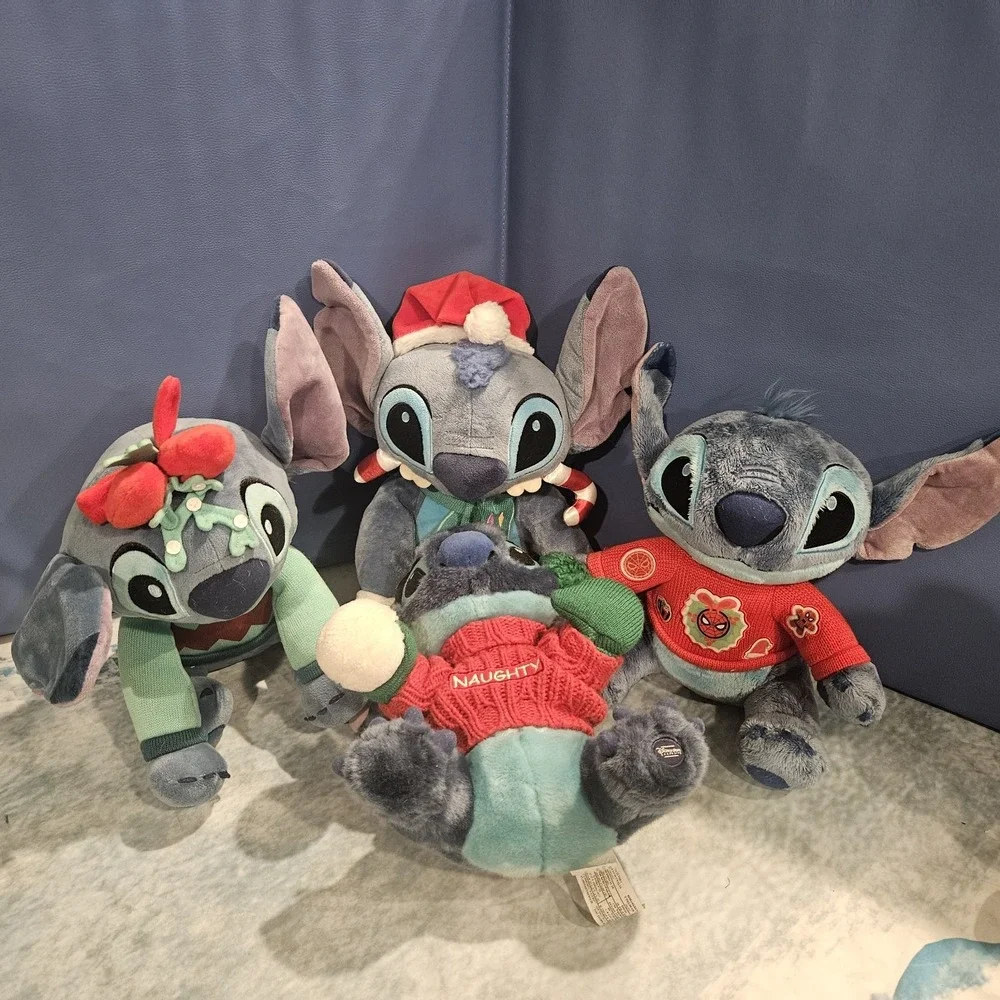 Disney Stitch‎ Christmas Holiday Plush Bundle 4 Lilo & Stitch Santa Naughty Elf